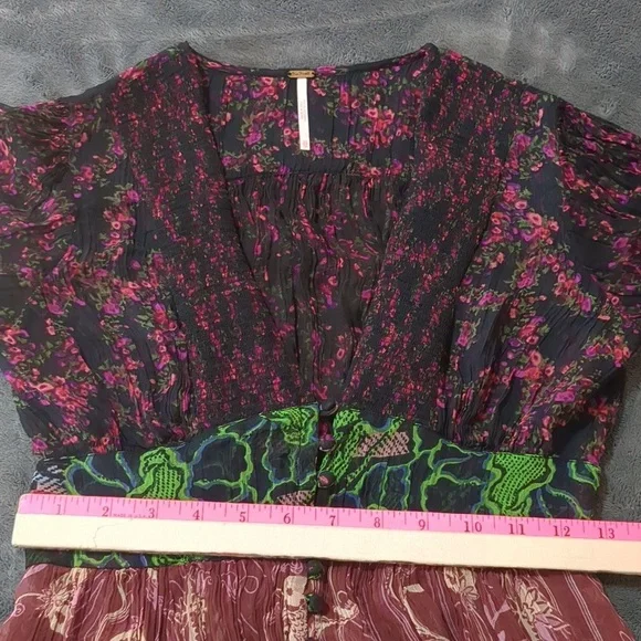 Free People Daisy Fields Sheer Floral Maxi Tunic Dress Size XS - Picture 8 of 10